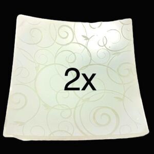 Set of 2 Flushmount Ceiling Lights – Square White Swirl Glass Fixture